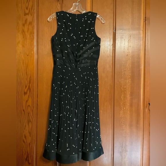 Kay Unger New York Pleated Polka Dot Dress with Silk Accents Size 4 #2318 - Picture 3 of 6
